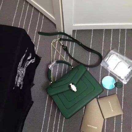 Bulgari Serpenti Forever Flap Cover Bag 20cm Green