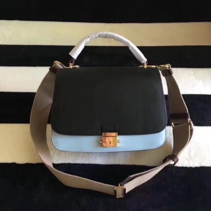 Michael Kors Mia French Calf Leather Shoulder Bag Satchel Black